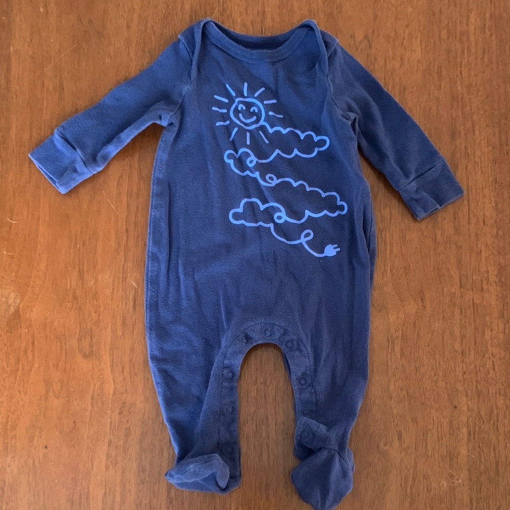 🍊5/$25 GAP Navy Kids Footie with Cloud and Sun Design 0-3m
